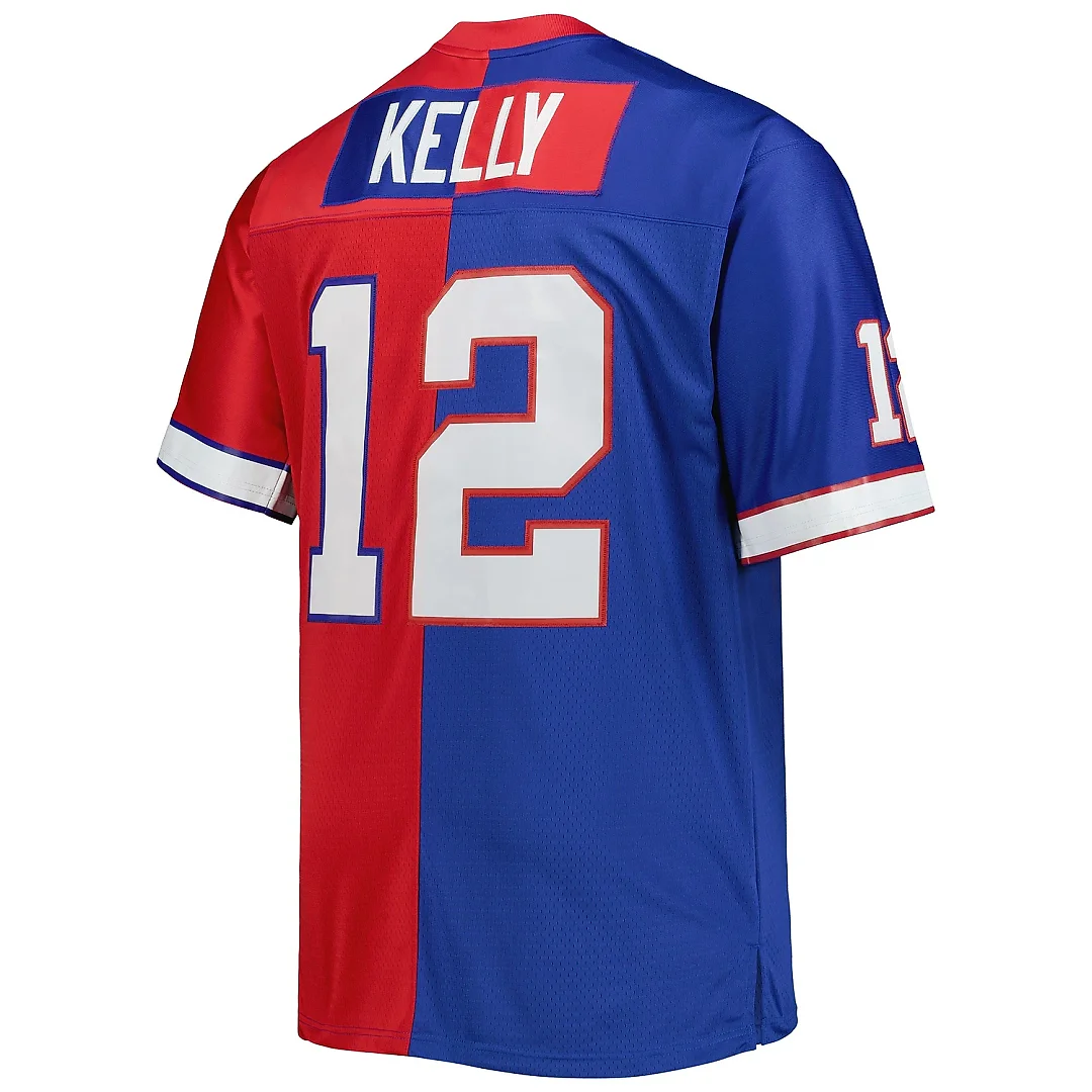 Zennovawear Men's Buffalo Bills Jim Kelly Mitchell & Ness Royal/Red Big & Tall Split Legacy Retired Player Jersey