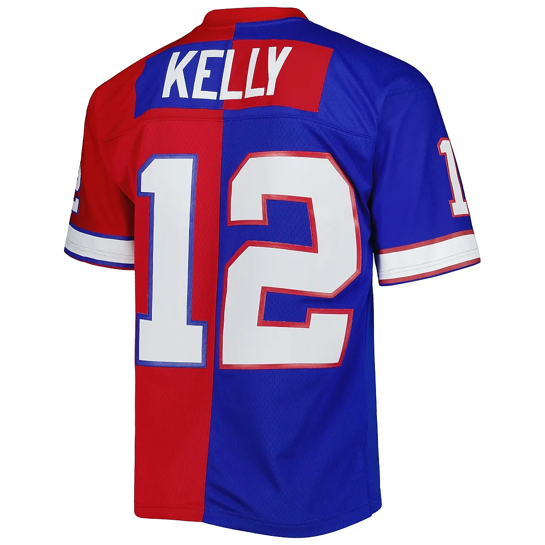 Zennovawear Men's Buffalo Bills Jim Kelly Mitchell & Ness Royal/Red 1990 Split Legacy Jersey
