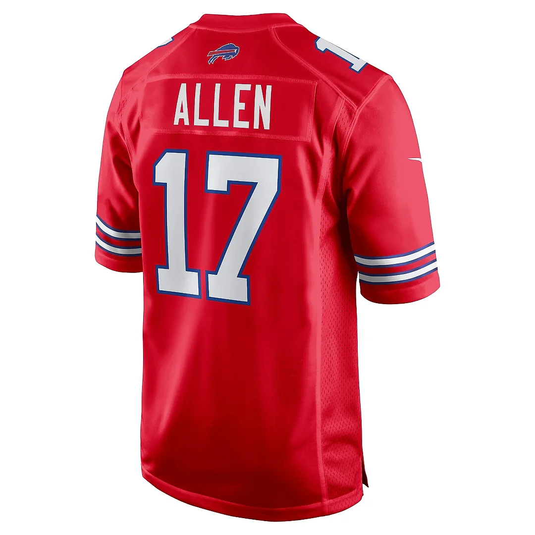 Zennovawear Men's Buffalo Bills Josh Allen Red Alternate Game Jersey