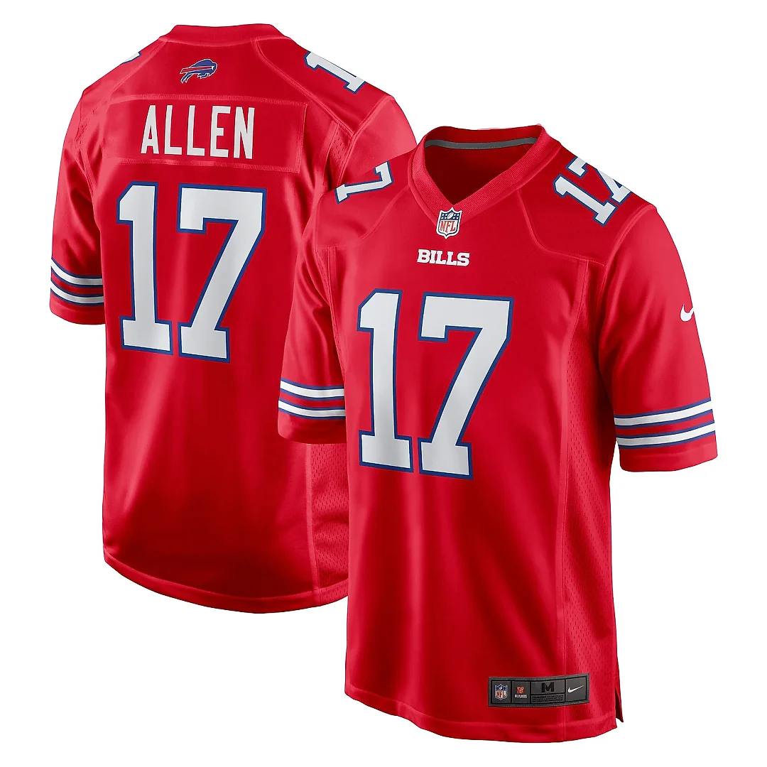 Zennovawear Men's Buffalo Bills Josh Allen Red Alternate Game Jersey