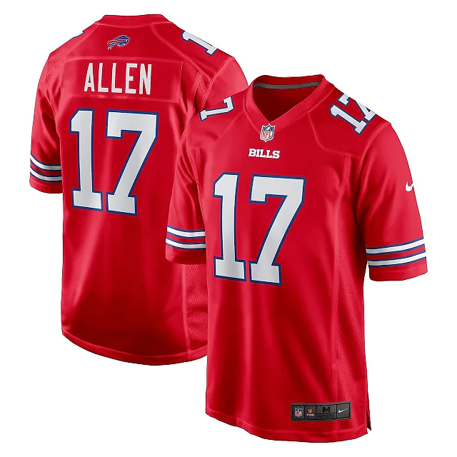 Zennovawear Men's Buffalo Bills Josh Allen Red Alternate Game Jersey
