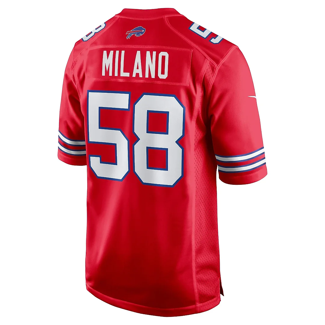 Zennovawear Men's Buffalo Bills Matt Milano Red Alternate Game Jersey