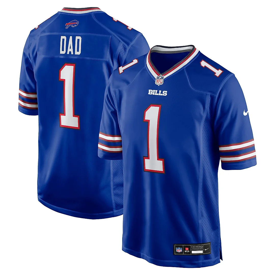 Zennovawear Men's Buffalo Bills Number 1 Dad Royal Game Jersey