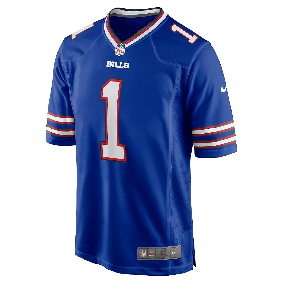 Zennovawear Men's Buffalo Bills Number 1 Groom Royal Game Jersey