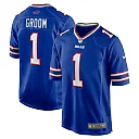 Zennovawear Men's Buffalo Bills Number 1 Groom Royal Game Jersey