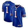 Zennovawear Men's Buffalo Bills Number 1 Groom Royal Game Jersey