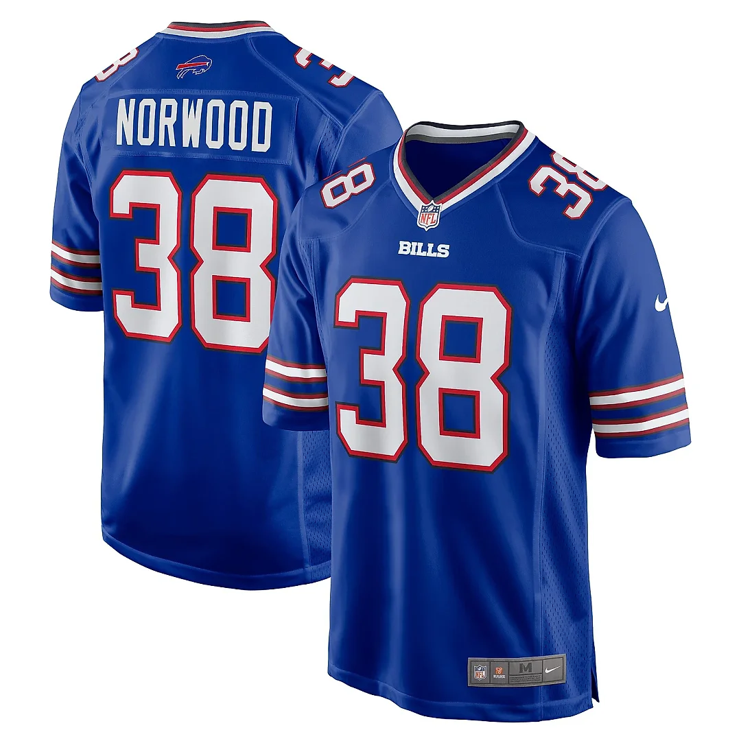 Zennovawear Men's Buffalo Bills Tre Norwood Royal Team Game Jersey