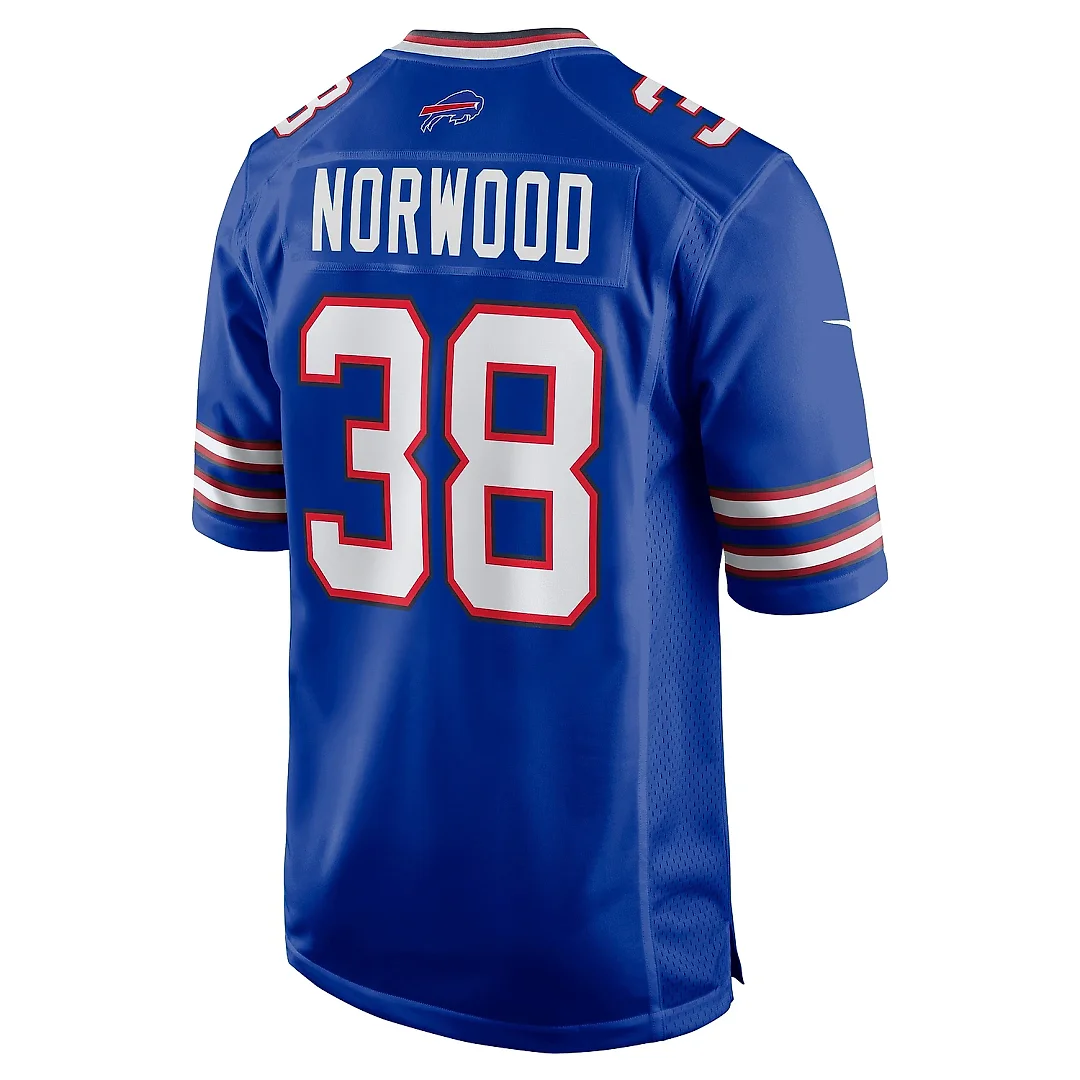 Zennovawear Men's Buffalo Bills Tre Norwood Royal Team Game Jersey