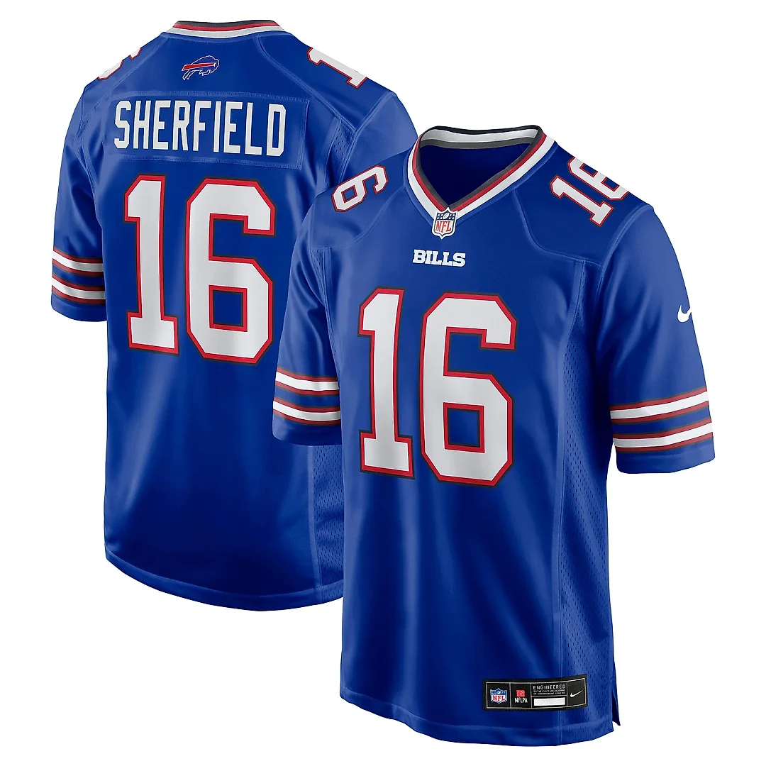 Zennovawear Men's Buffalo Bills Trent Sherfield Royal Game Player Jersey