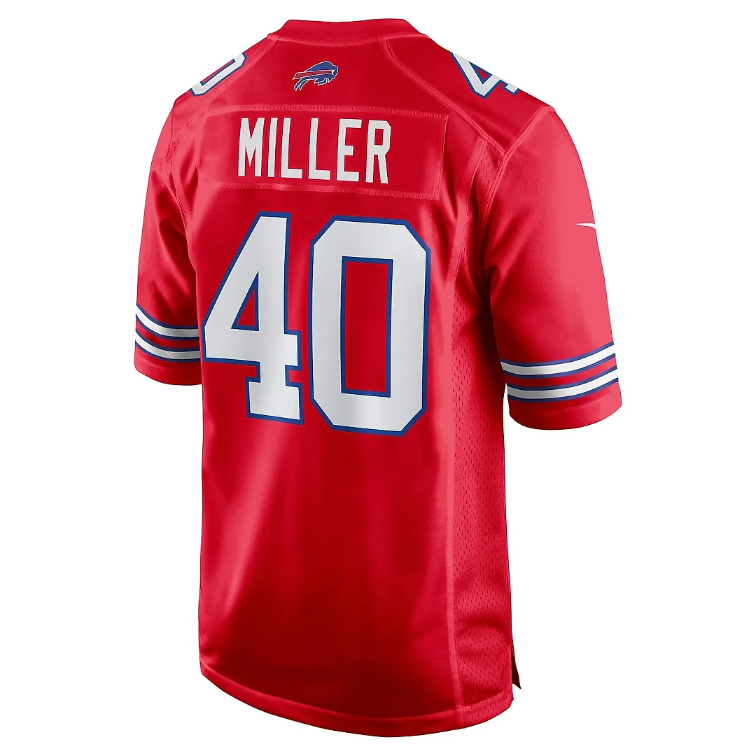Zennovawear Men's Buffalo Bills Von Miller Red Alternate Game Jersey