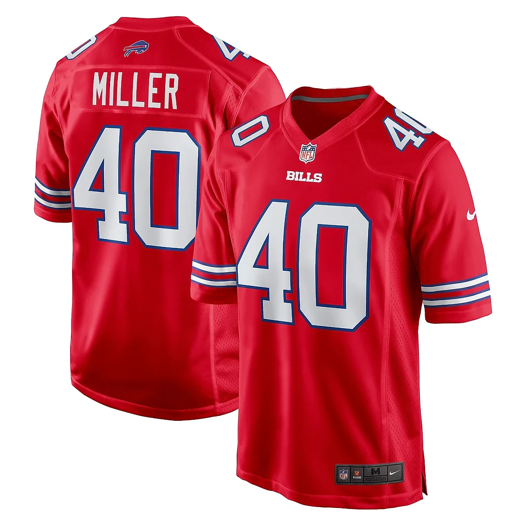 Zennovawear Men's Buffalo Bills Von Miller Red Alternate Game Jersey