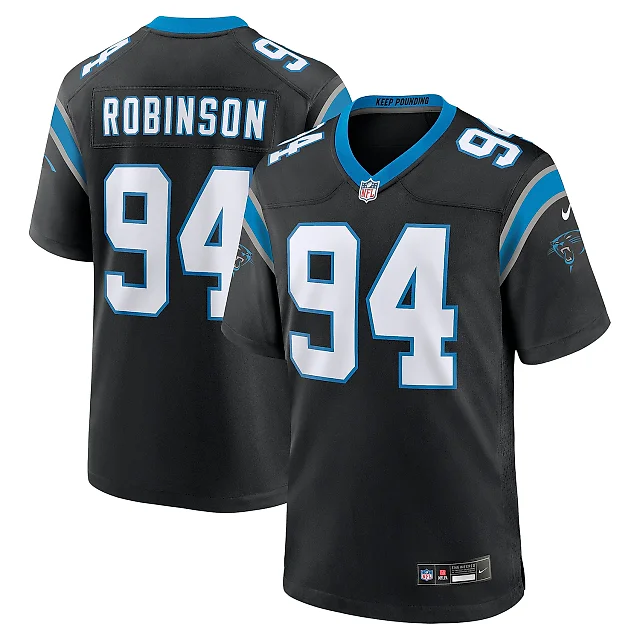 Zennovawear Men's Carolina Panthers A'Shawn Robinson Black Game Jersey