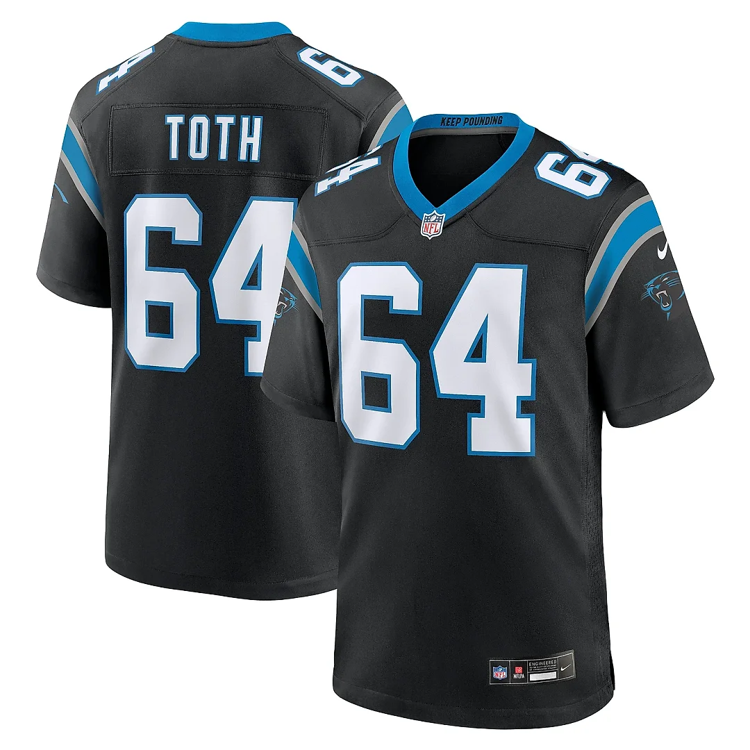 Zennovawear Men's Carolina Panthers Brett Toth Black Game Jersey