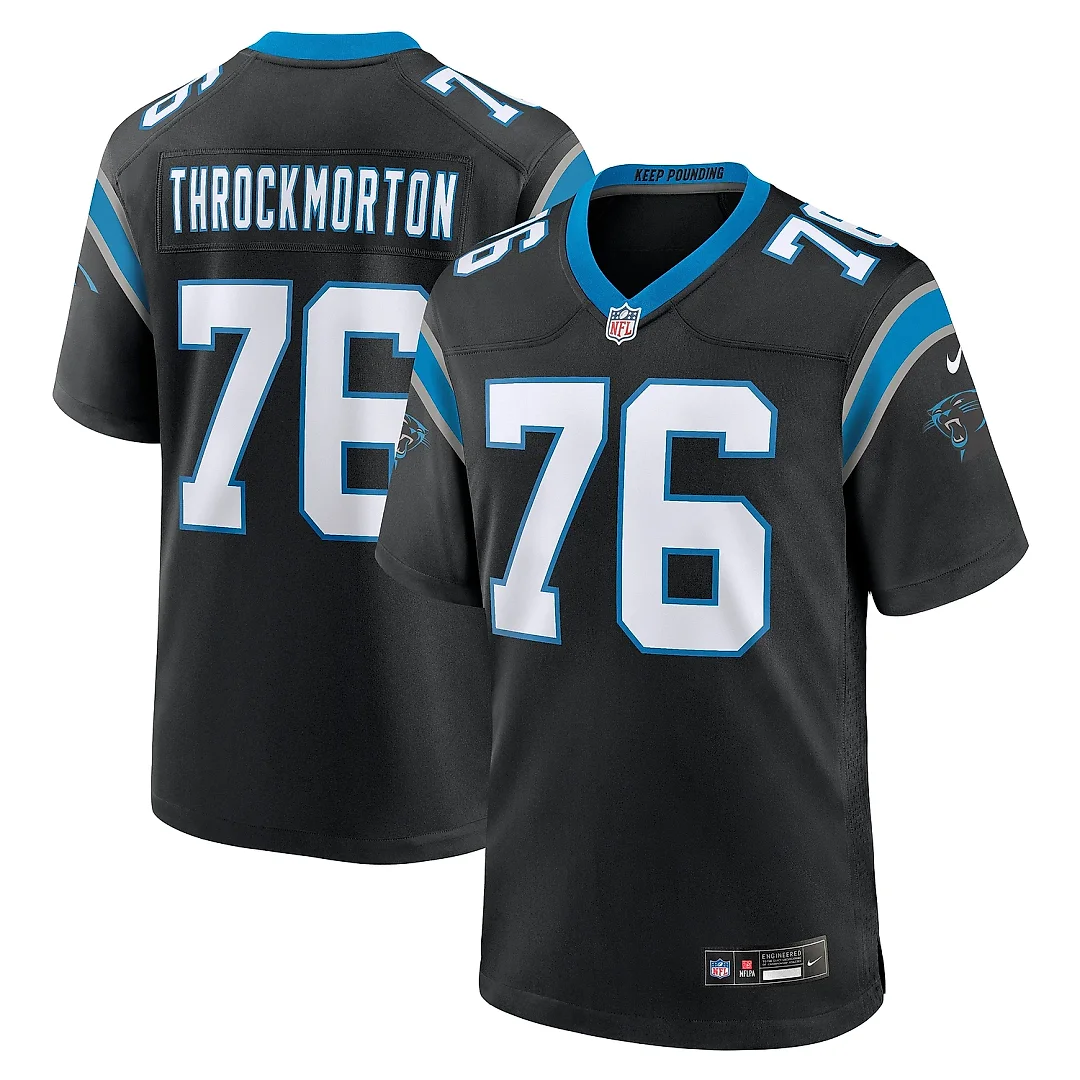 Zennovawear Men's Carolina Panthers Calvin Throckmorton Black Team Game Jersey