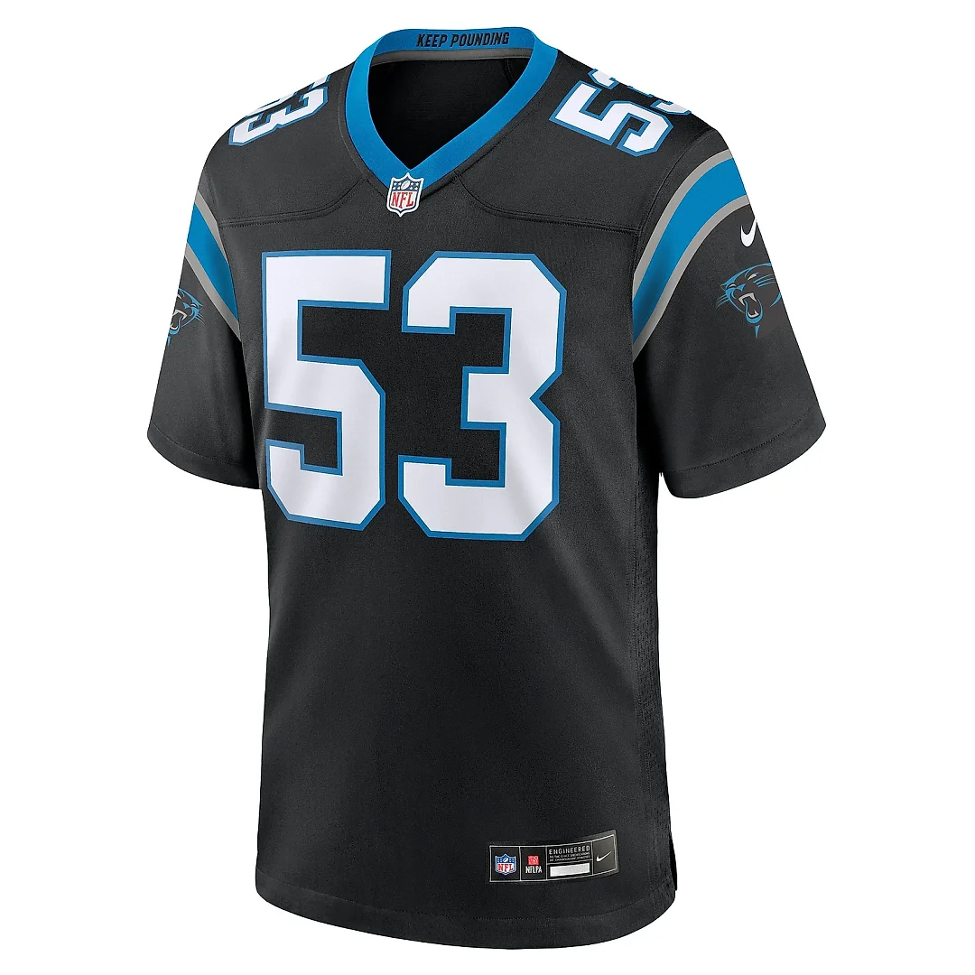Zennovawear Men's Carolina Panthers Claudin Cherelus Black Team Game Jersey