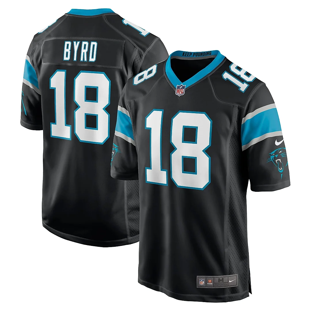 Zennovawear Men's Carolina Panthers Damiere Byrd Black Game Player Jersey