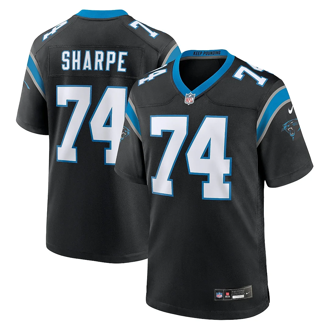 Zennovawear Men's Carolina Panthers David Sharpe Black Team Game Jersey