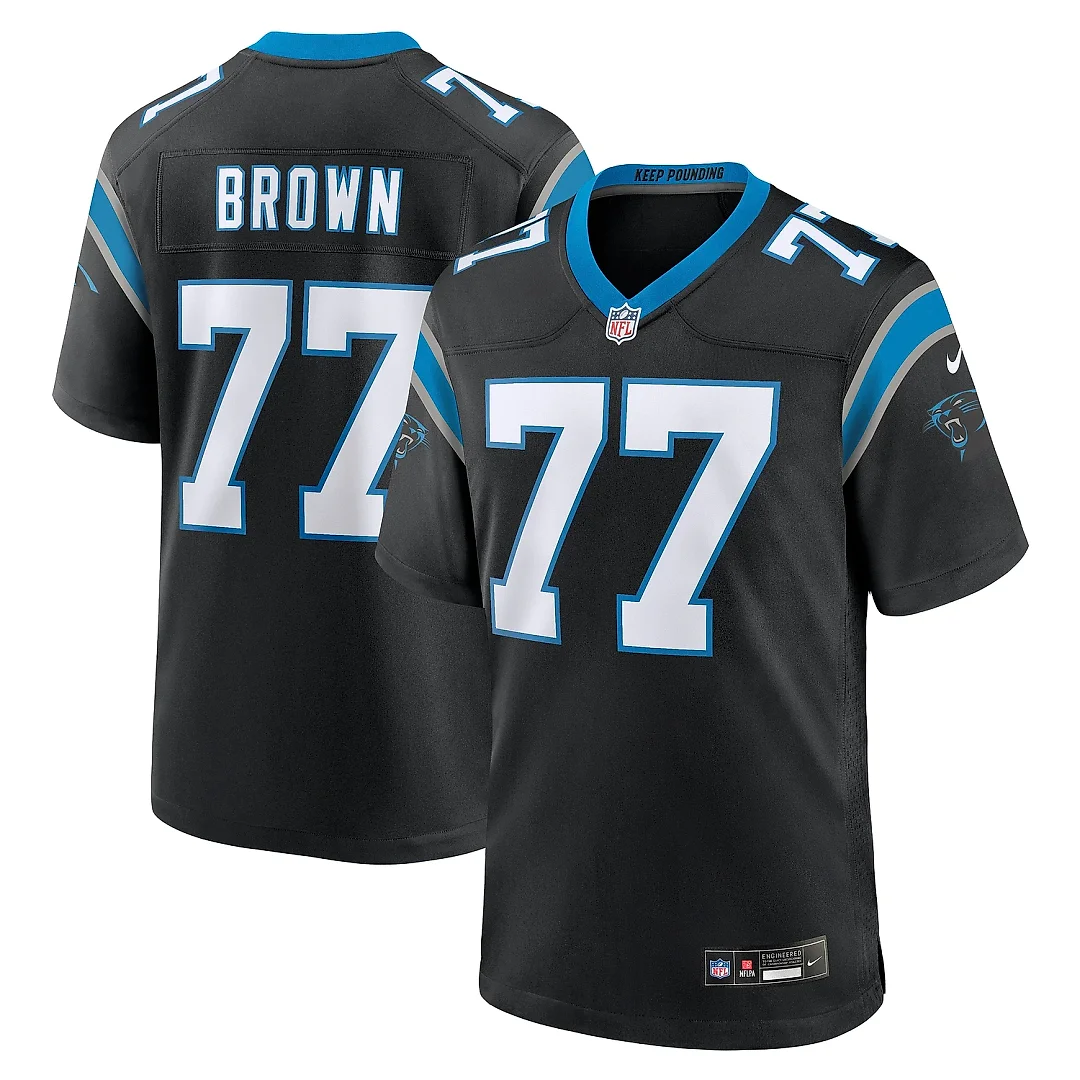 Zennovawear Men's Carolina Panthers Deonte Brown Black Team Game Jersey