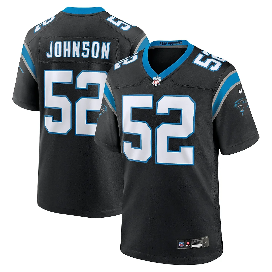 Zennovawear Men's Carolina Panthers DJ Johnson Black Game Jersey
