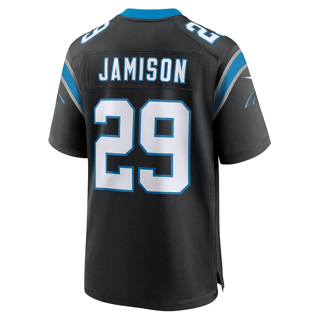 Zennovawear Men's Carolina Panthers D'Shawn Jamison Black Team Game Jersey