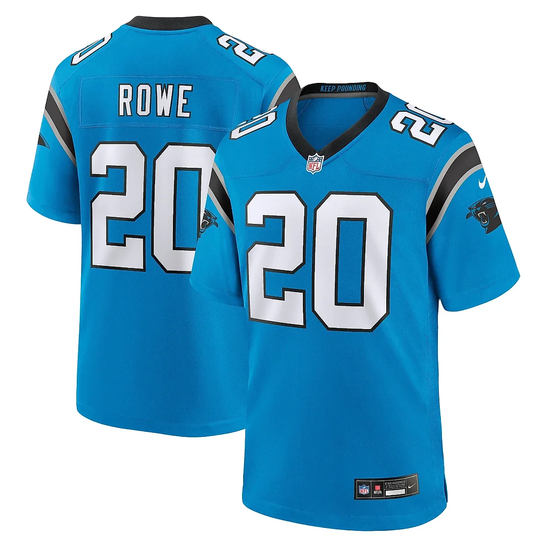Zennovawear Men's Carolina Panthers Eric Rowe Blue Alternate Game Jersey