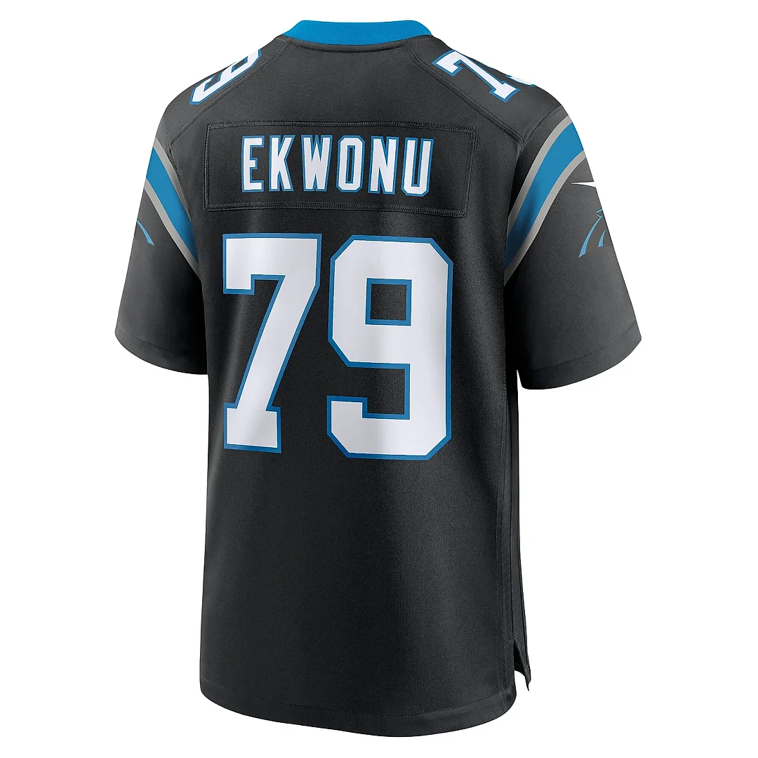 Zennovawear Men's Carolina Panthers Ikem Ekwonu Black Game Jersey