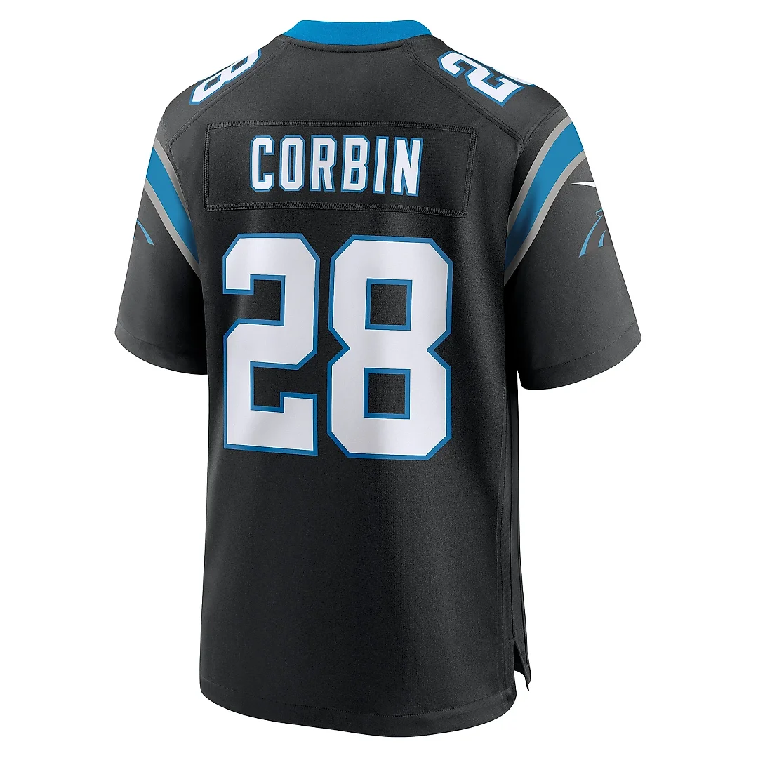 Zennovawear Men's Carolina Panthers Jashaun Corbin Black Team Game Jersey