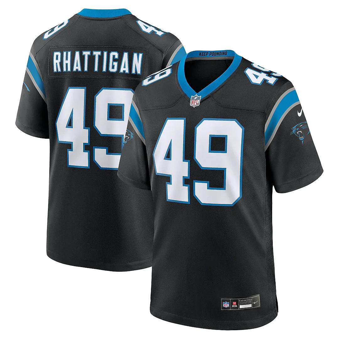 Zennovawear Men's Carolina Panthers Jon Rhattigan Black Game Jersey
