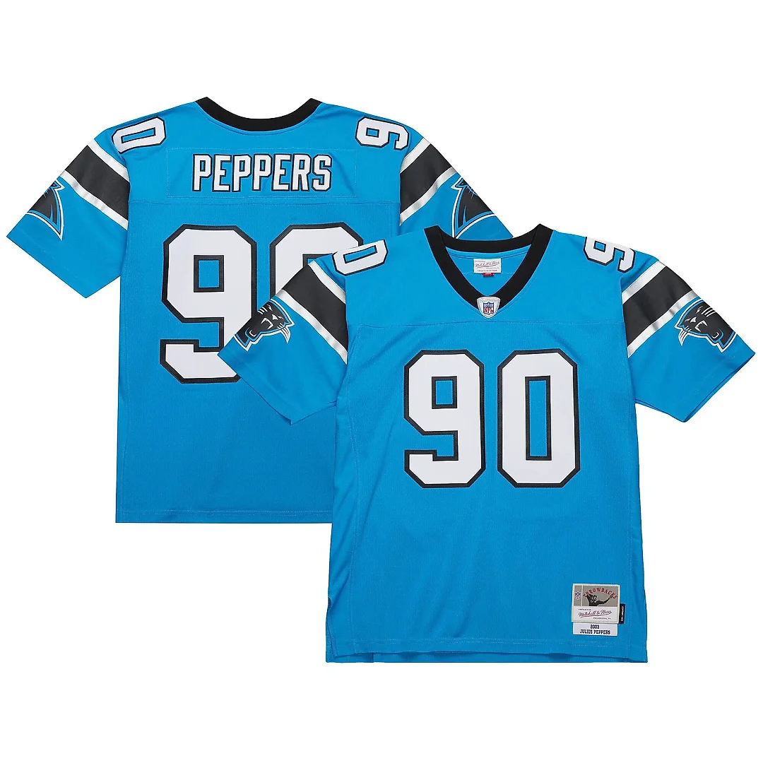 Zennovawear Men's Carolina Panthers Julius Peppers Mitchell & Ness Blue Legacy Jersey