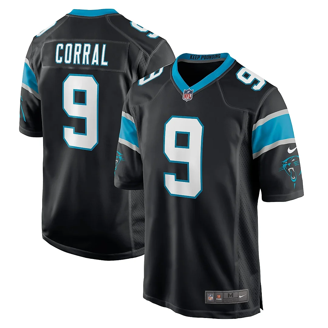 Zennovawear Men's Carolina Panthers Matt Corral Black Player Game Jersey