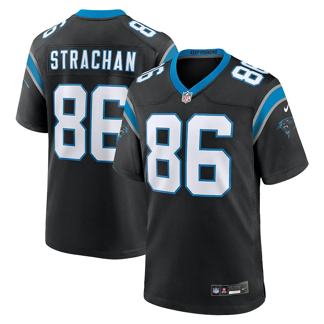 Zennovawear Men's Carolina Panthers Mike Strachan Black Game Jersey