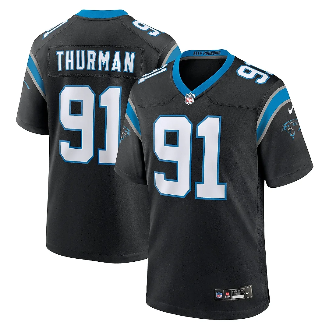 Zennovawear Men's Carolina Panthers Nick Thurman Black Team Game Jersey