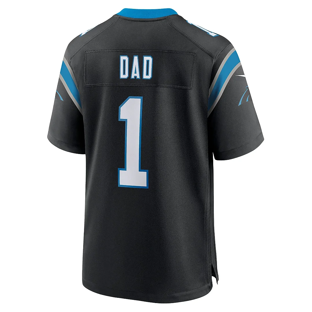 Zennovawear Men's Carolina Panthers Number 1 Dad Black Game Jersey