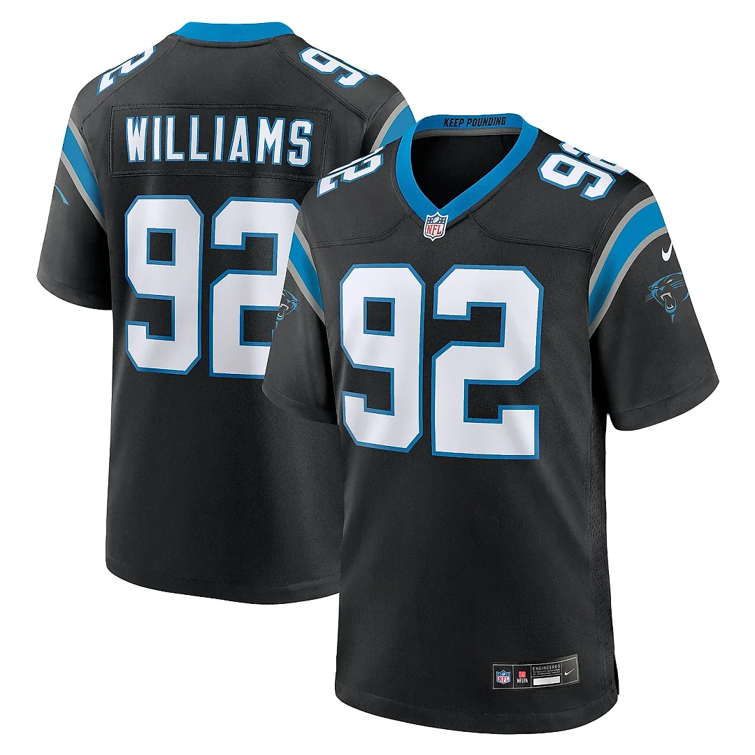 Zennovawear Men's Carolina Panthers Raequan Williams Black Team Game Jersey