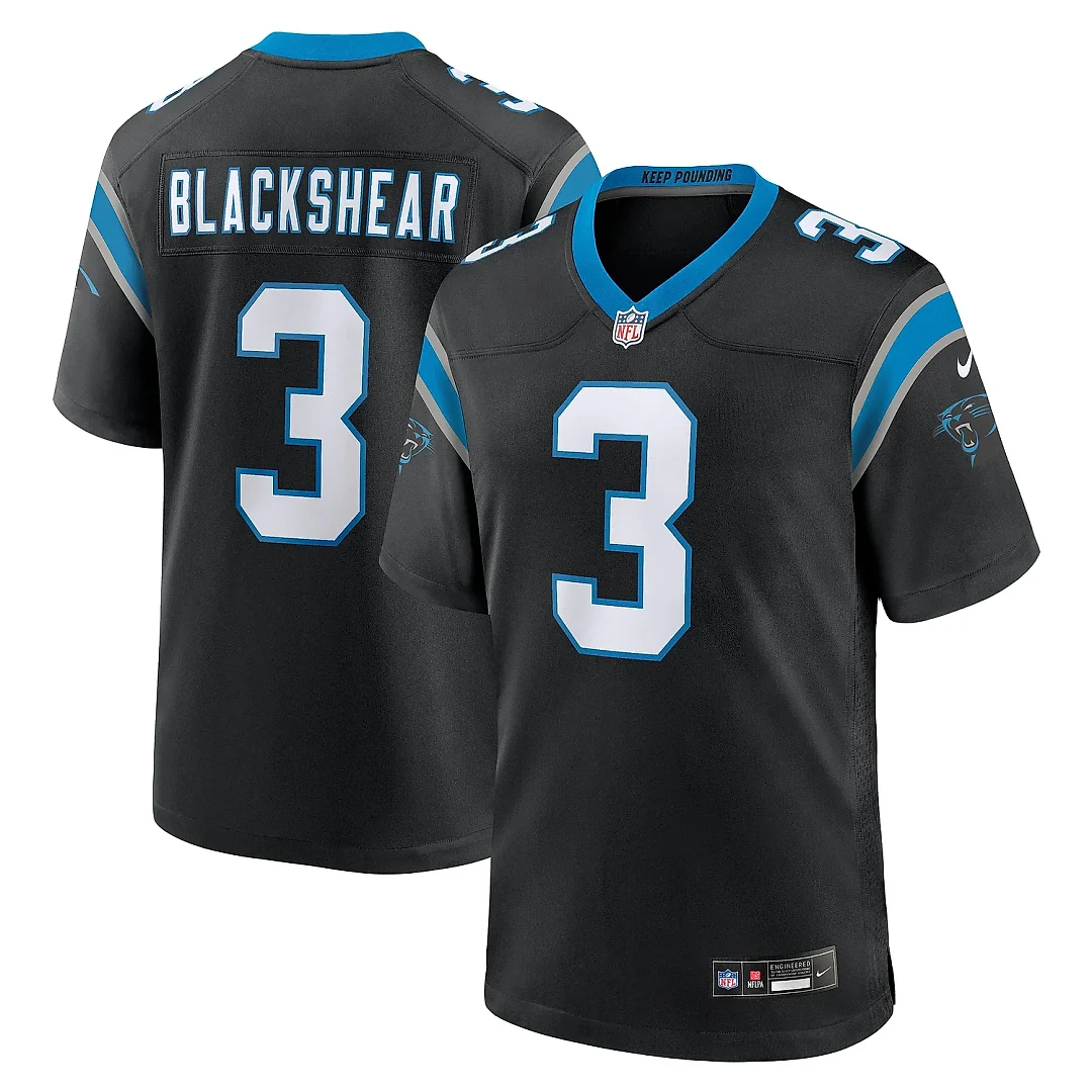 Zennovawear Men's Carolina Panthers Raheem Blackshear Black Team Game Jersey