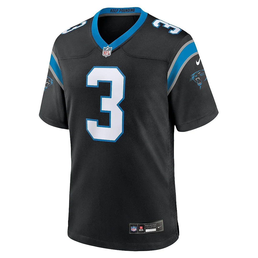 Zennovawear Men's Carolina Panthers Raheem Blackshear Black Team Game Jersey