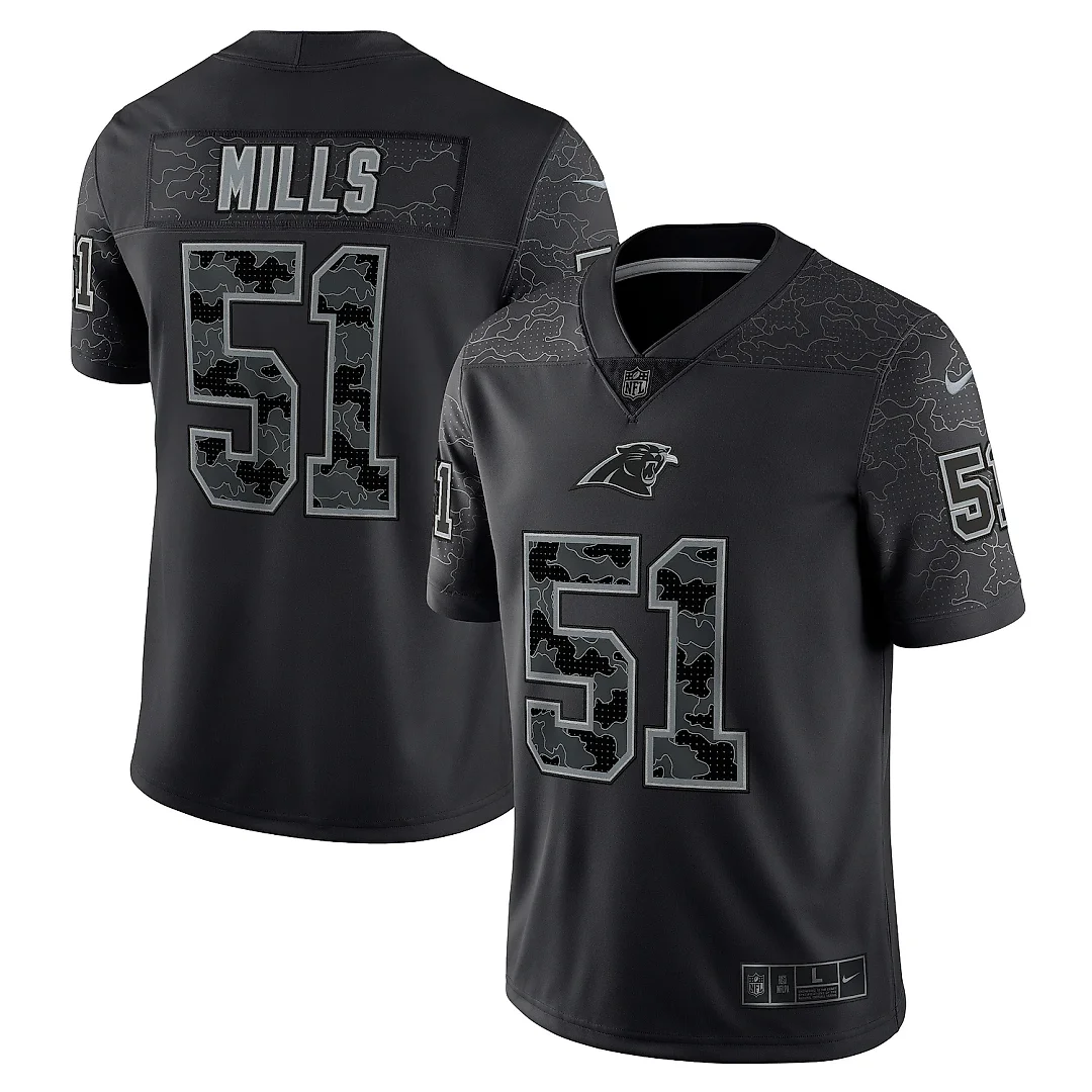 Zennovawear Men's Carolina Panthers Sam Mills Black Retired Player RFLCTV Limited Jersey