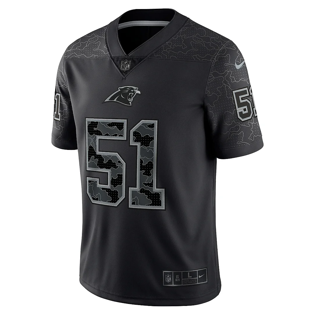 Zennovawear Men's Carolina Panthers Sam Mills Black Retired Player RFLCTV Limited Jersey