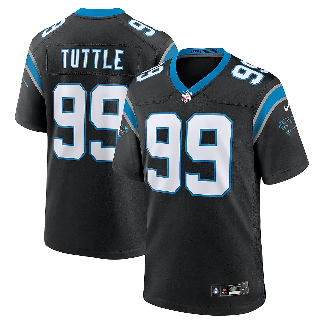 Zennovawear Men's Carolina Panthers Shy Tuttle Black Game Jersey
