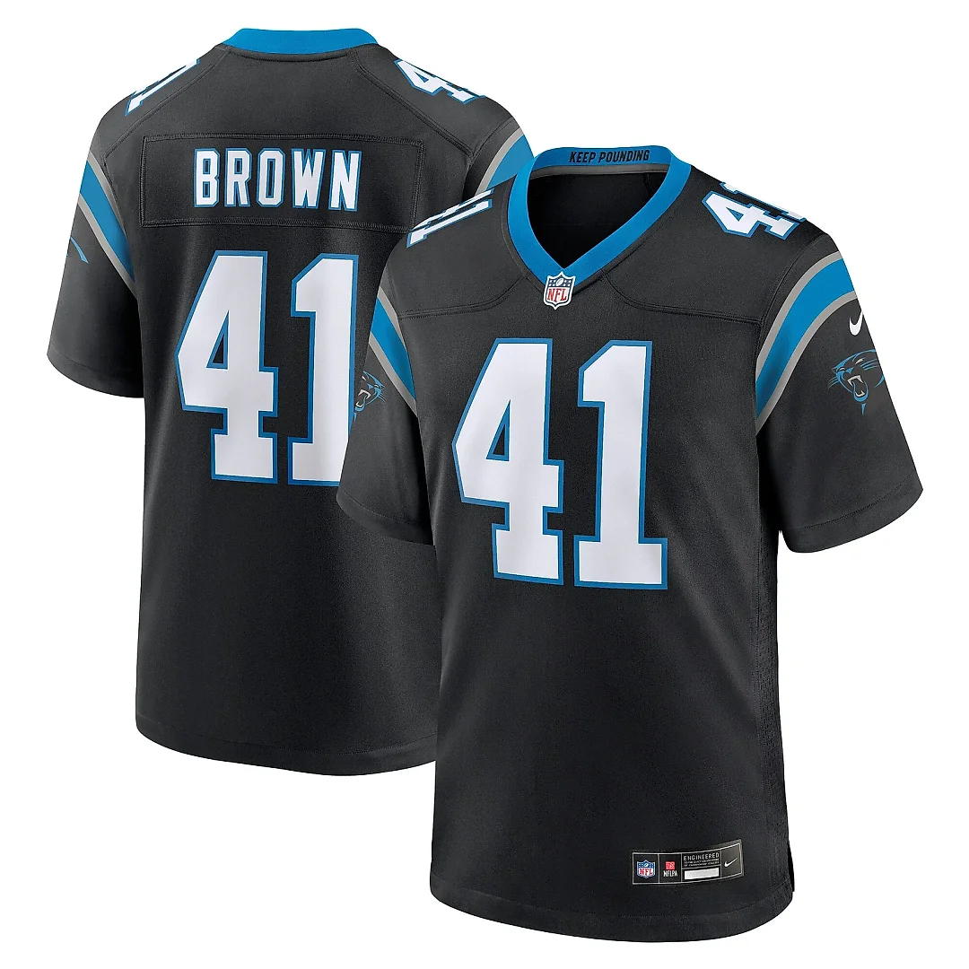 Zennovawear Men's Carolina Panthers Spencer Brown Black Team Game Jersey