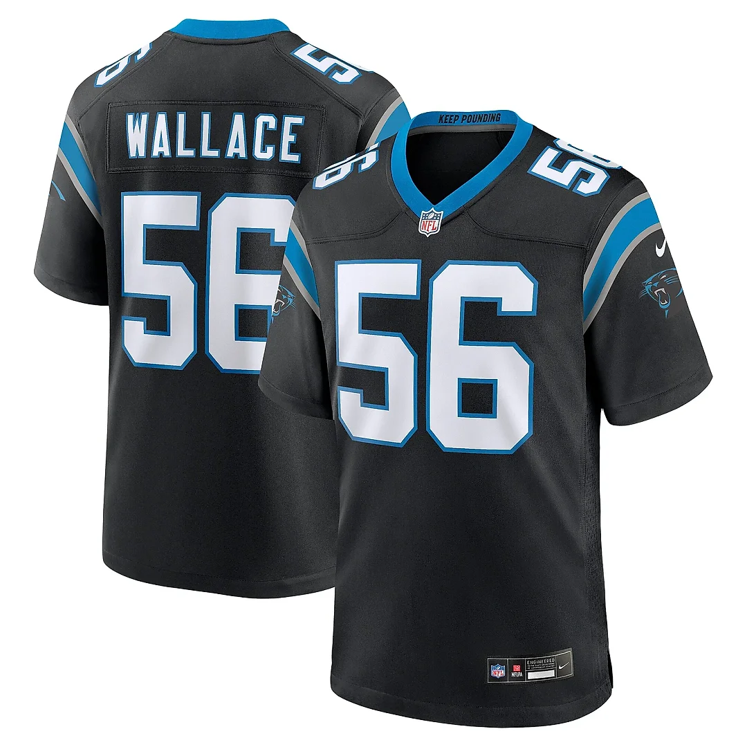 Zennovawear Men's Carolina Panthers Trevin Wallace Black Game Jersey