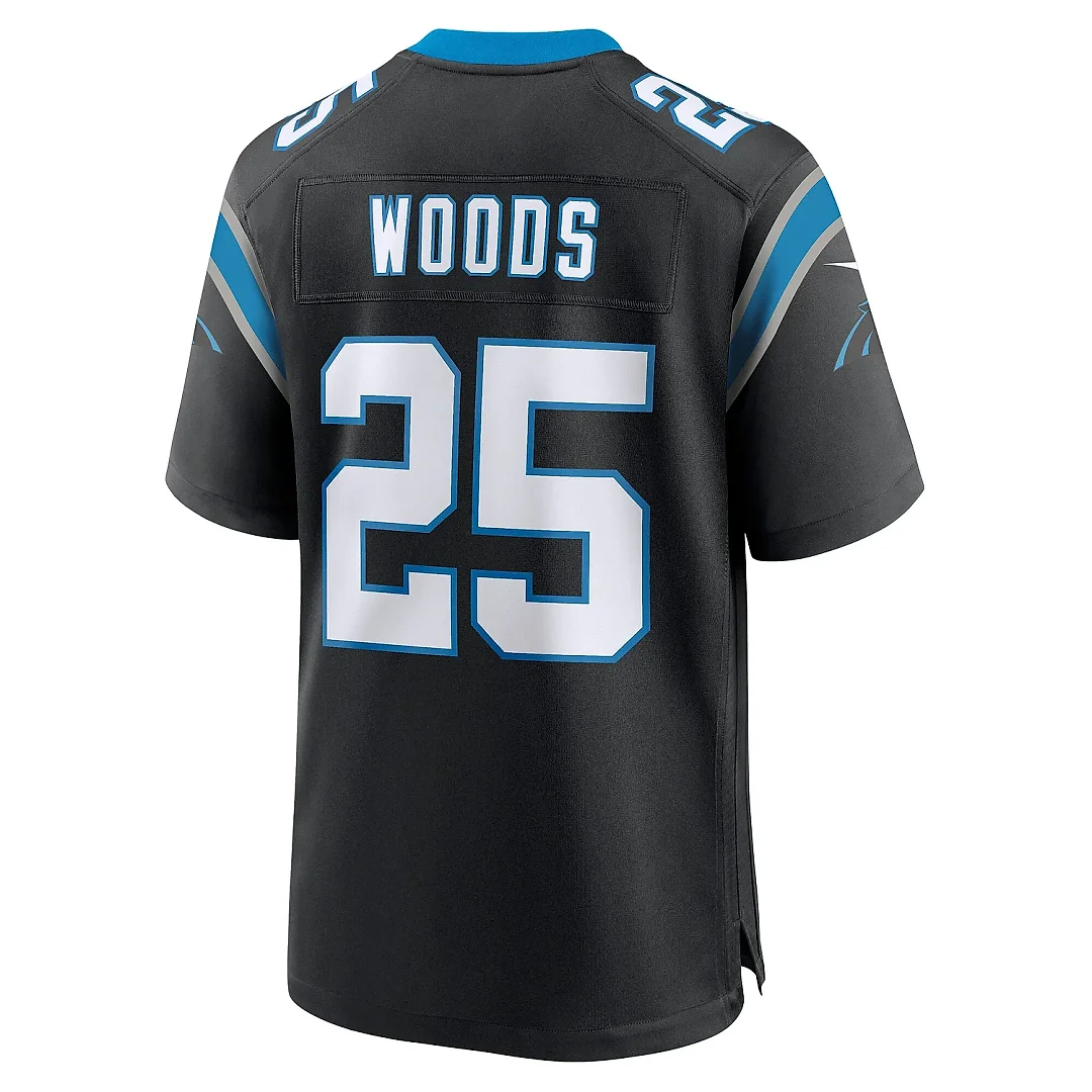 Zennovawear Men's Carolina Panthers Xavier Woods Black Team Game Jersey