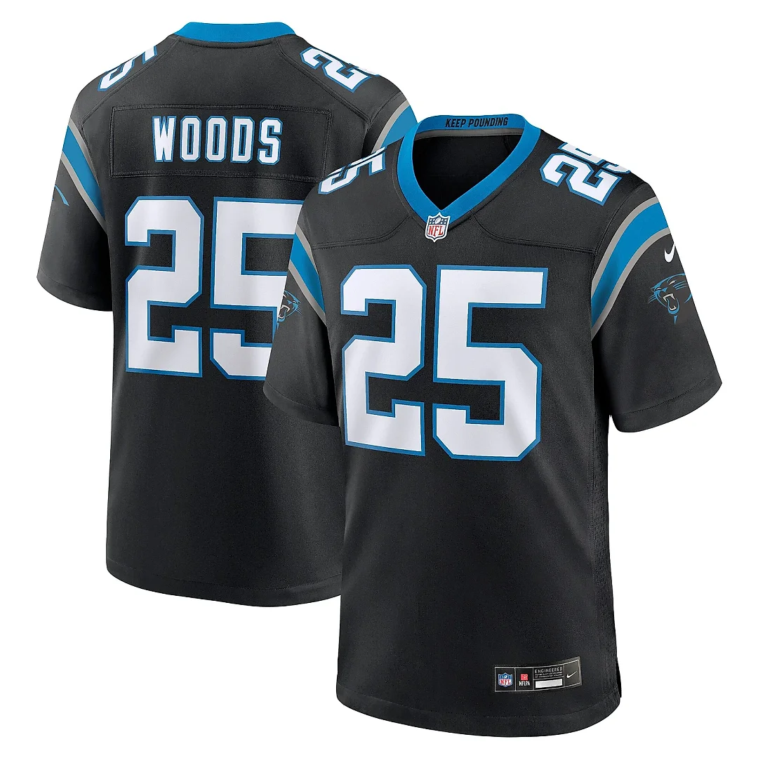 Zennovawear Men's Carolina Panthers Xavier Woods Black Team Game Jersey