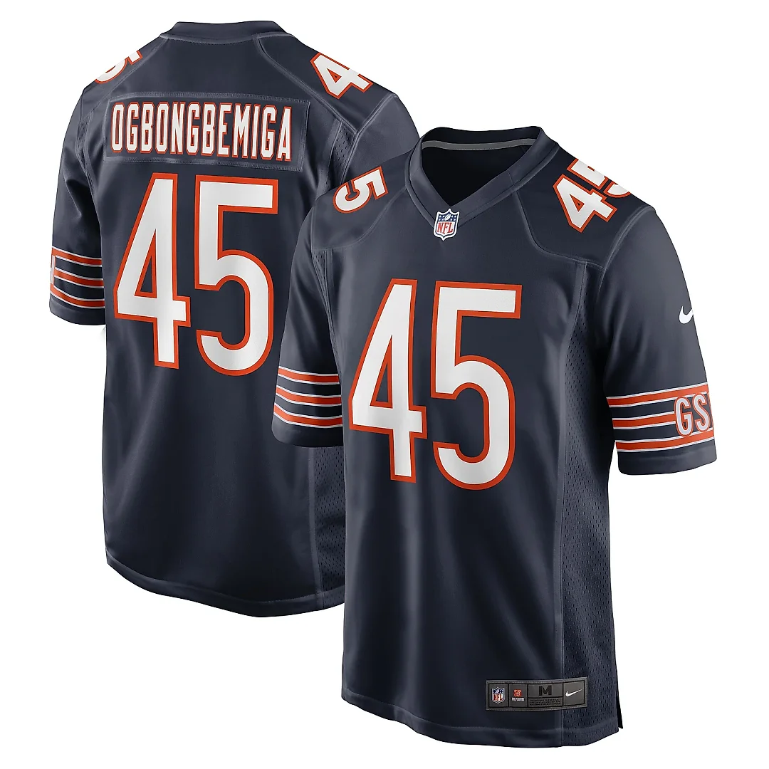 Zennovawear Men's Chicago Bears Amen Ogbongbemiga Navy Game Jersey