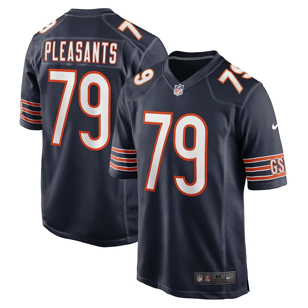 Zennovawear Men's Chicago Bears Austen Pleasants Navy Game Jersey
