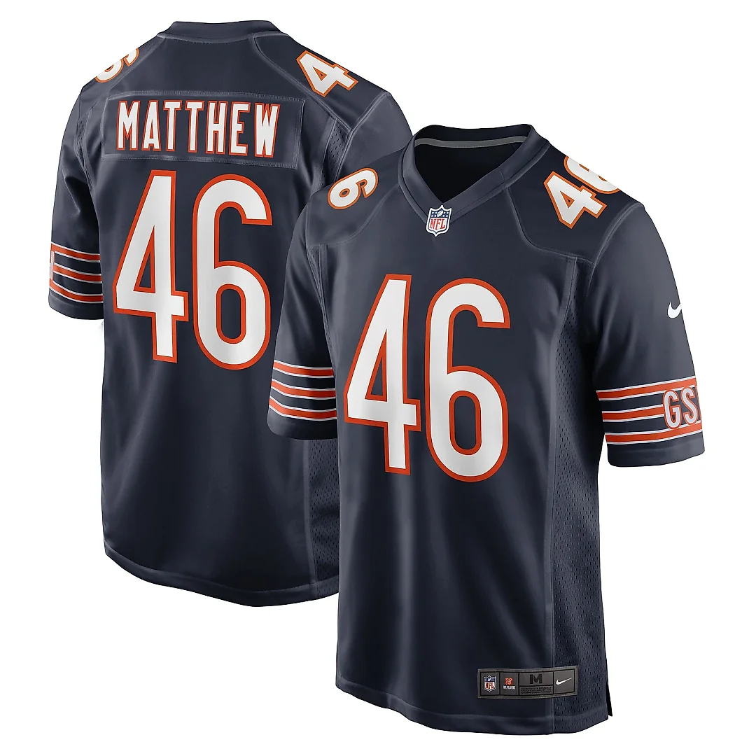 Zennovawear Men's Chicago Bears Christian Matthew Navy Game Jersey