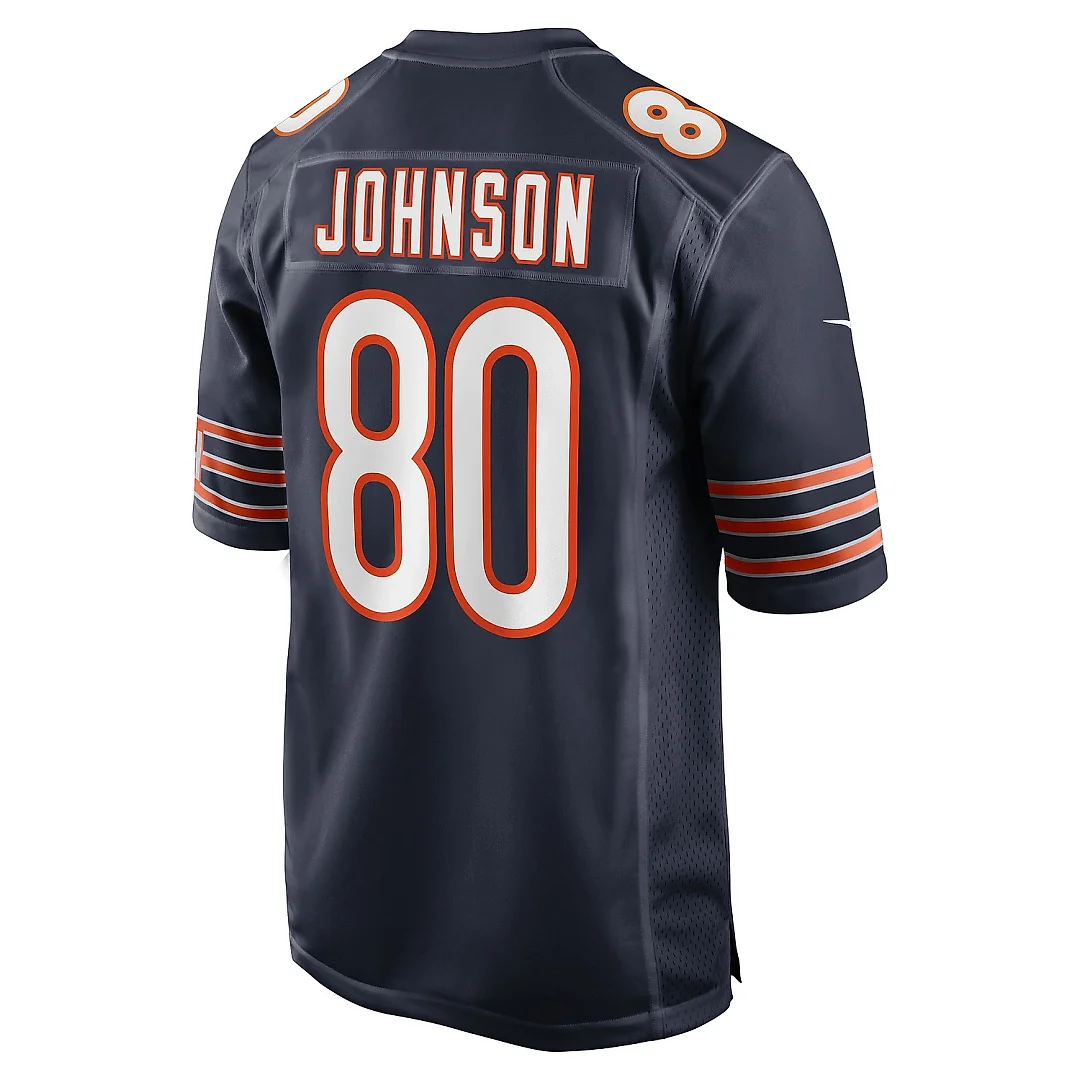 Zennovawear Men's Chicago Bears Collin Johnson Navy Game Jersey
