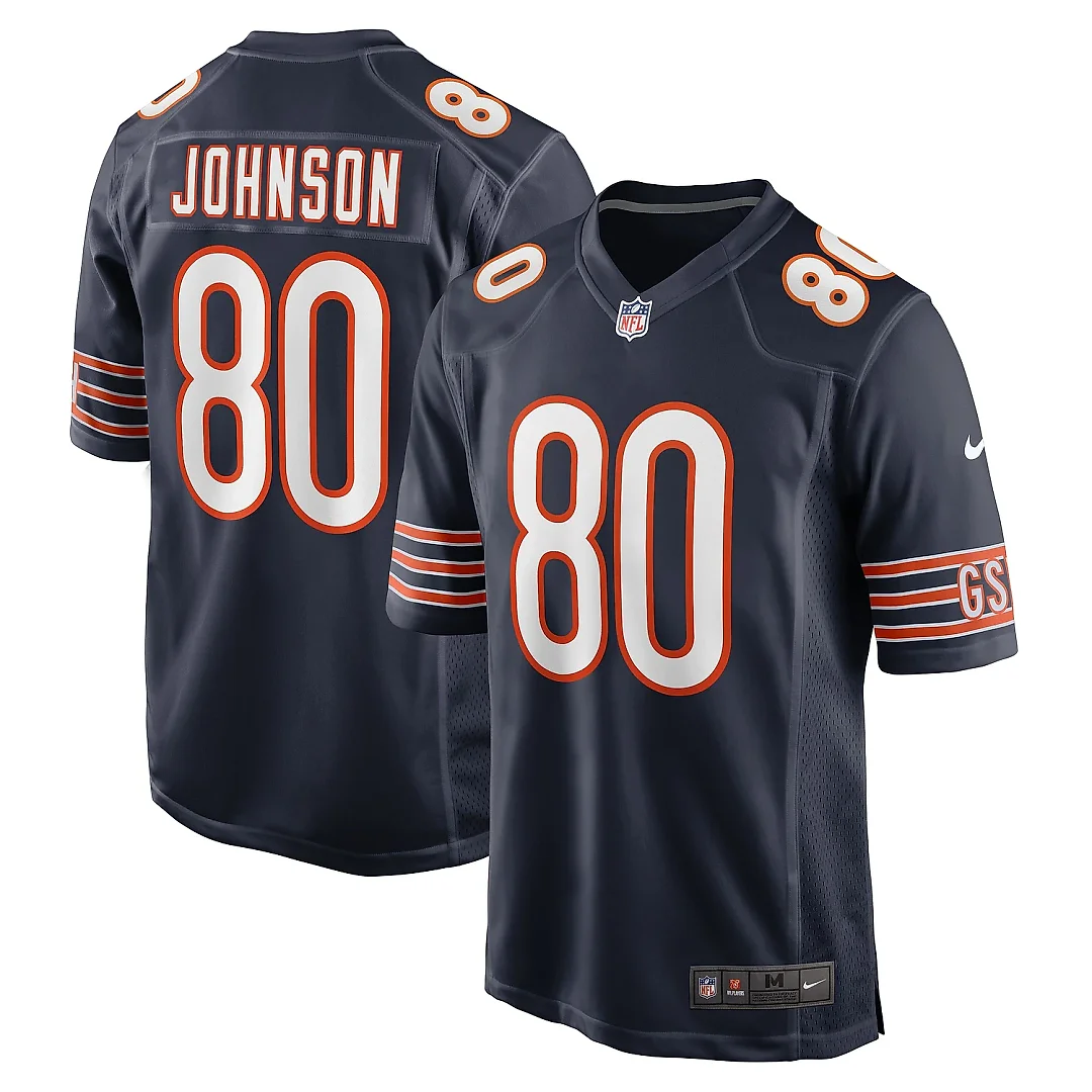 Zennovawear Men's Chicago Bears Collin Johnson Navy Game Jersey