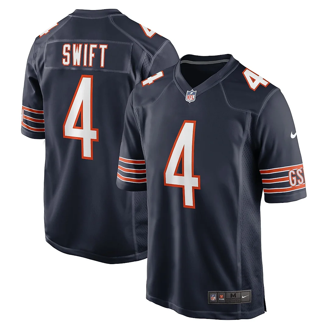 Zennovawear Men's Chicago Bears D'Andre Swift Navy Game Jersey