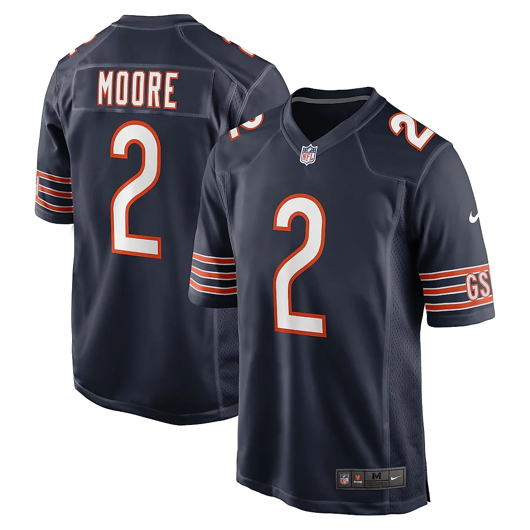 Zennovawear Men's Chicago Bears D.J. Moore Navy Team Color Game Jersey
